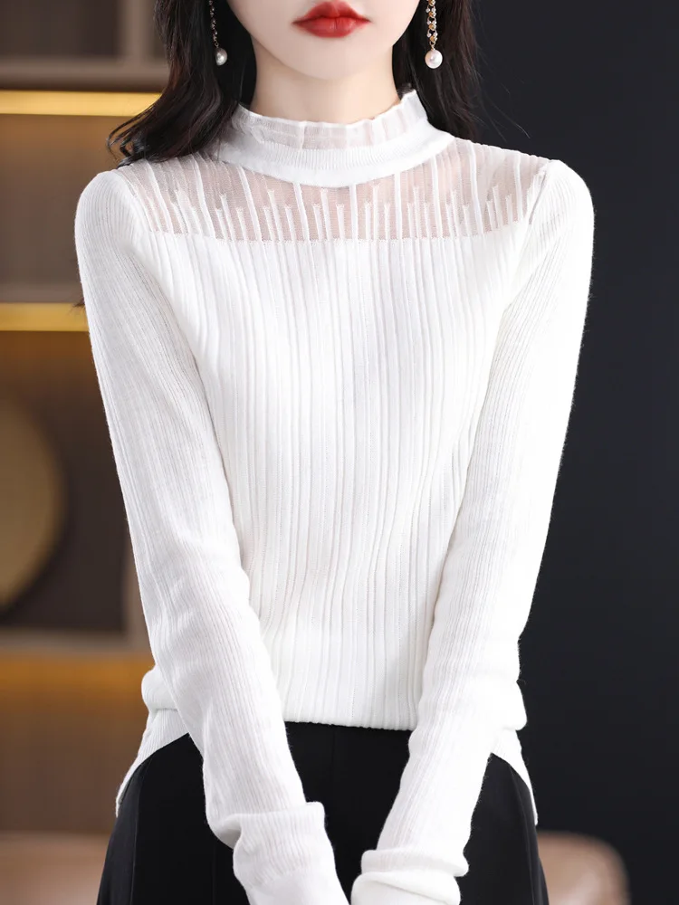 2024 Spring And Summer New Women'S Clothing Wooden Lace Base Shirt Chiffon Mesh Long Sleeve Top Temperament All-Match
2024 Spring And Summer New Women'S Clothing Wooden Lace Base Shirt Chiffon Mesh Long Sleeve Top Temperament All-Match