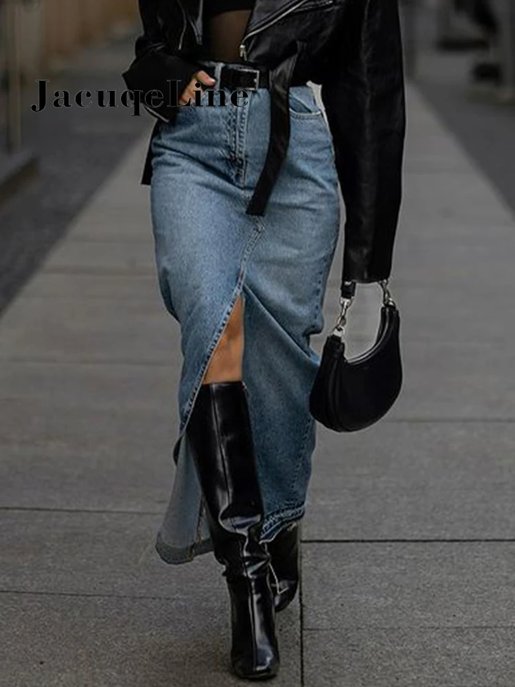 Sexy Elegant Long Skirts High Waist Burr Trim Split Denim Maxi Skirt Loose Fashion Office Lady Clothing 2023 Women
Sexy Elegant Long Skirts High Waist Burr Trim Split Denim Maxi Skirt Loose Fashion Office Lady Clothing 2023 Women