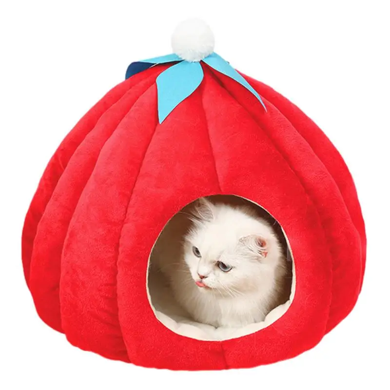 

Pumpkin Cat House Cat Kennel Winter Warm Fully Enclosed Comfortable Sleeping House Pumpkin Kitten Hideaway Bed Pet Bed Supplies