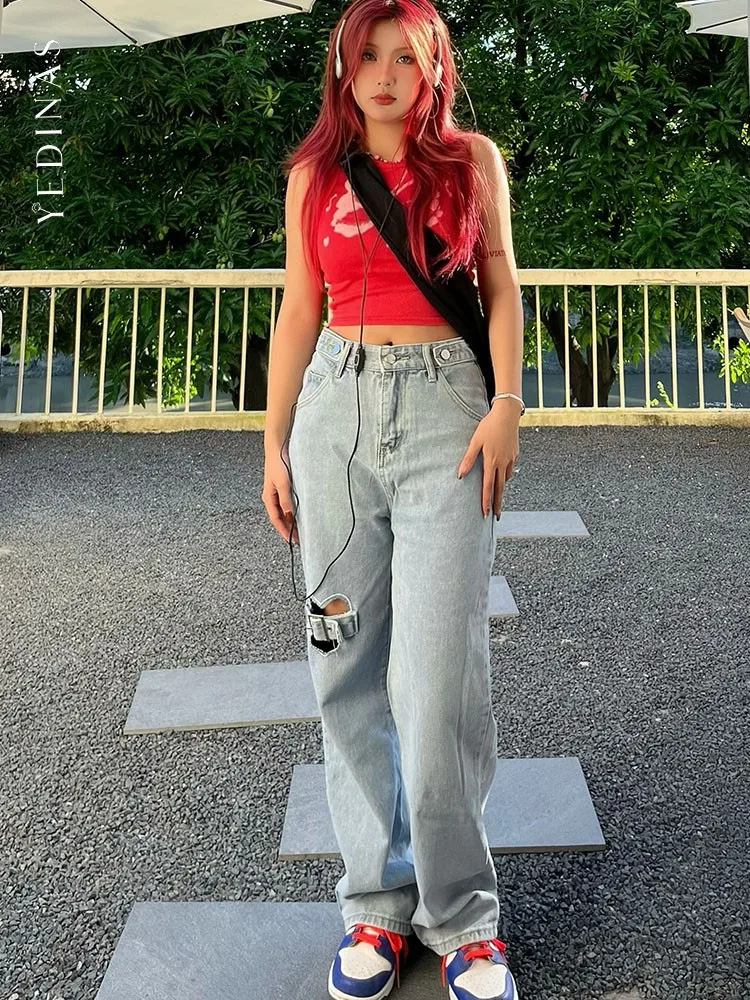 Yedinas Hollow Heart Blue High Waist Jeans Femme Korean Fashion Cool Denim Trousers Women Boyfriend Jeans 2022 Autumn Summer
Yedinas Hollow Heart Blue High Waist Jeans Femme Korean Fashion Cool Denim Trousers Women Boyfriend Jeans 2022 Autumn Summer