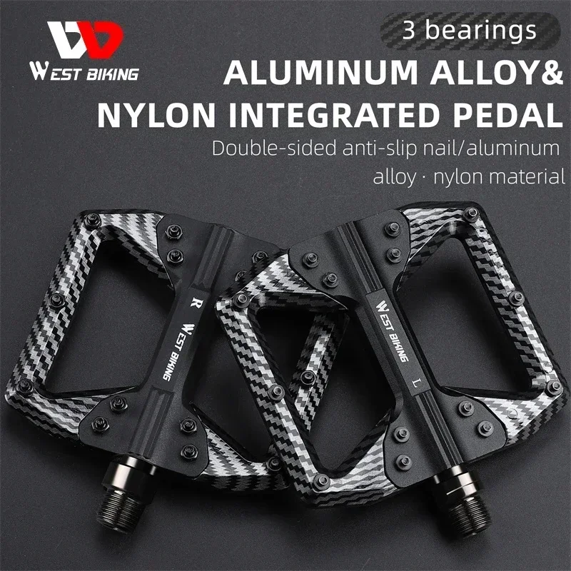 WEST BIKING MTB Aluminum Alloy Nylon Integrated Pedals 3 Bearing Ultralight Flat Pedals Carbon Fiber Coating Professional Pedals
WEST BIKING MTB Aluminum Alloy Nylon Integrated Pedals 3 Bearing Ultralight Flat Pedals Carbon Fiber Coating Professional Pedals