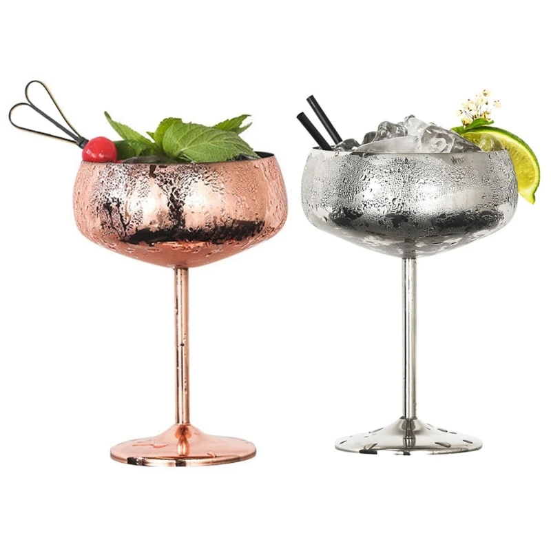 

450ml Stainless Steel Wide Mouth Wine Glass Stemmed Champagne Goblet Cocktail Glass Juice Drink Cup Drinkware for Party DropShip