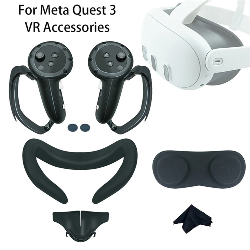 

Новый классический силиконовый защитный чехол с рукояткой для Meta Quest 3 VR, чехол для лица, ручки для контроллера, оболочка, аксессуары для виртуальной реальности