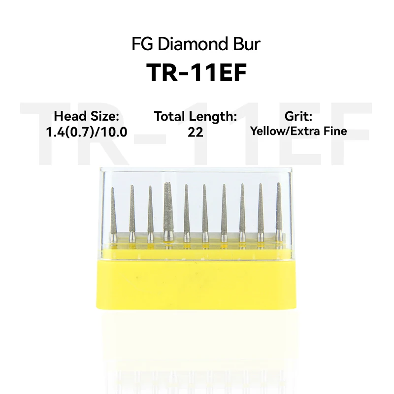 1Set Dental Diamond Burs TR-11EF FG High Speed 22.0mm Yellow Rings Extra Fine Medium Intra-oral Shank Burs for Dentistry
1Set Dental Diamond Burs TR-11EF FG High Speed 22.0mm Yellow Rings Extra Fine Medium Intra-oral Shank Burs for Dentistry