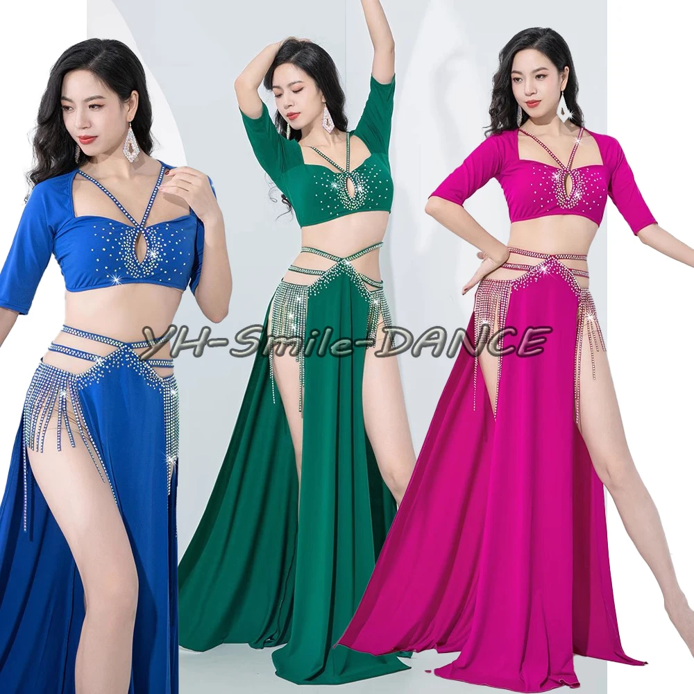 Женский костюм для танца живота, комплект для латиноамериканских танцев с бахромой, топ с коротким рукавом и длинная юбка, тренировочный костюм из 2 предметов для выступлений
Женский костюм для танца живота, комплект для латиноамериканских танцев с бахромой, топ с коротким рукавом и длинная юбка, тренировочный костюм из 2 предметов для выступлений
