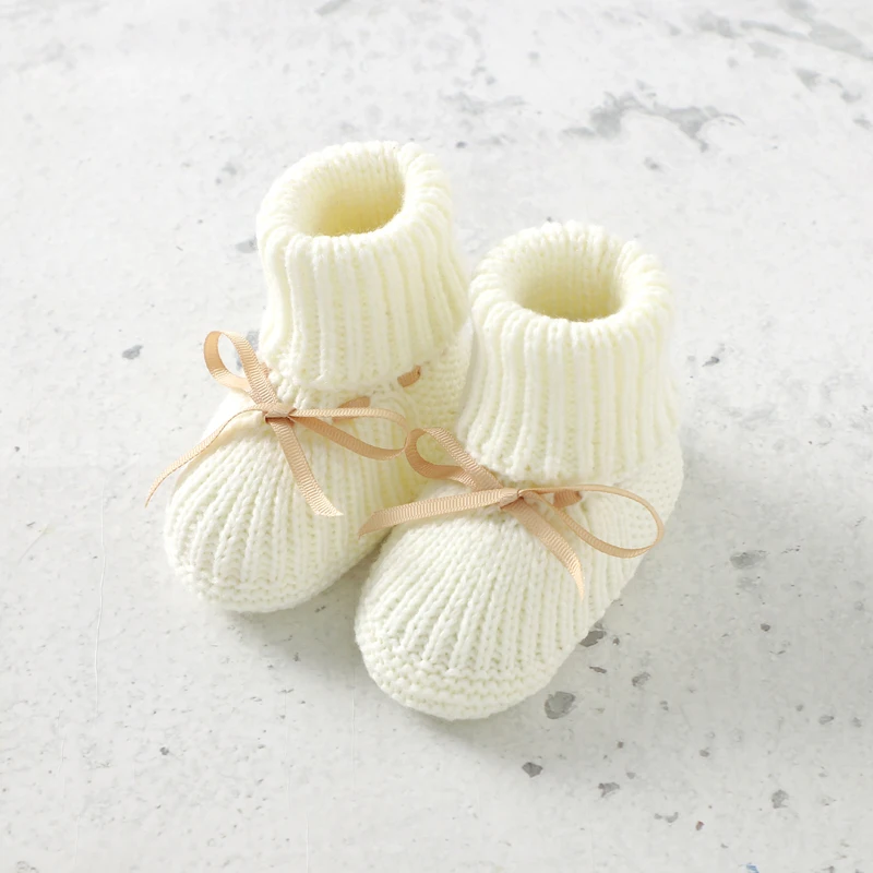 

Infant Kids First Walkers Pure Color Knit Newborn Boys Girls Handmade Knit Soft Sole Floor Booties 0-18m Toddler Anti-Slip Shoes