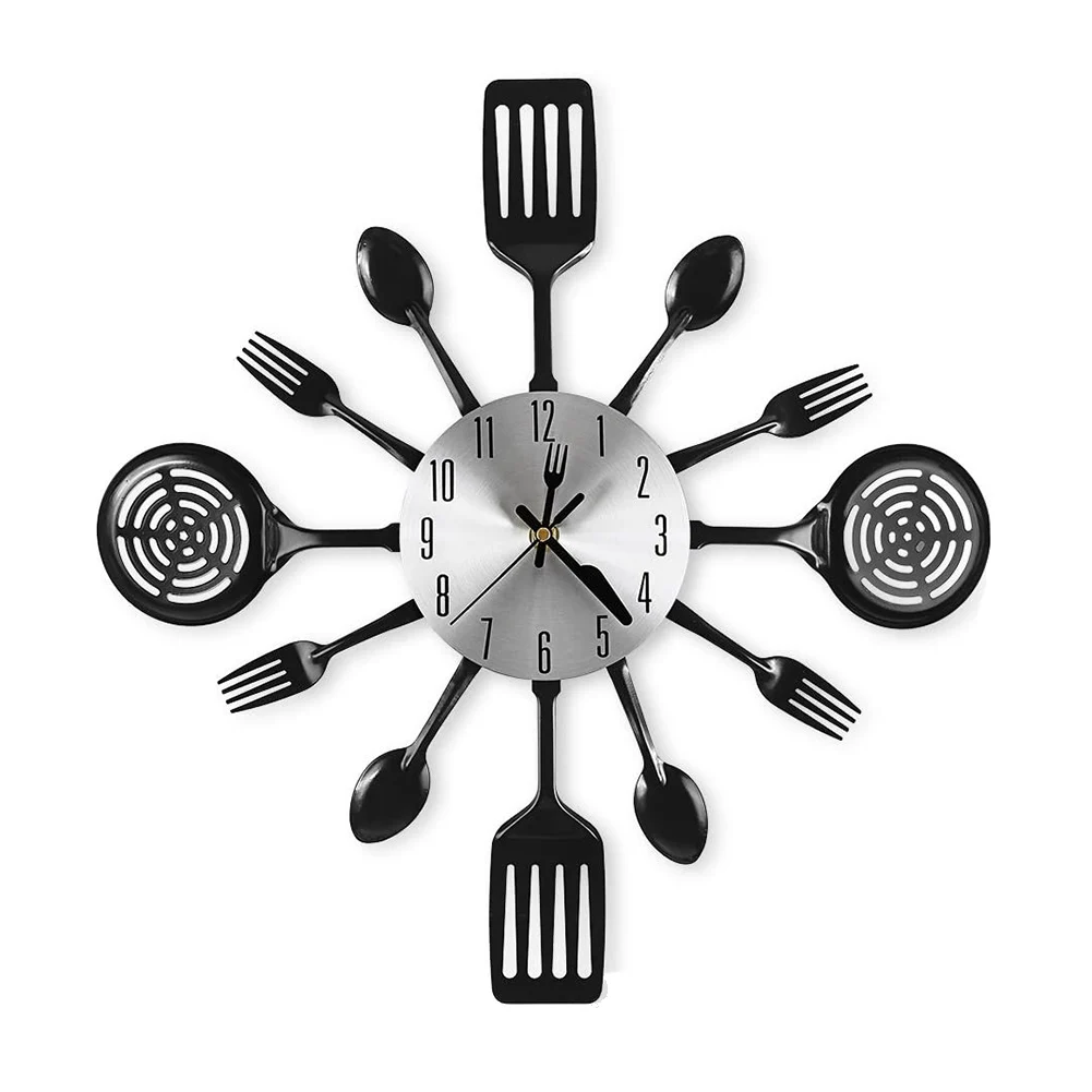 16 Inch Large Kitchen Wall Clocks with Spoons and Forks,3D Tableware Wall Clock Room Home Decoration(Black)
16 Inch Large Kitchen Wall Clocks with Spoons and Forks,3D Tableware Wall Clock Room Home Decoration(Black)