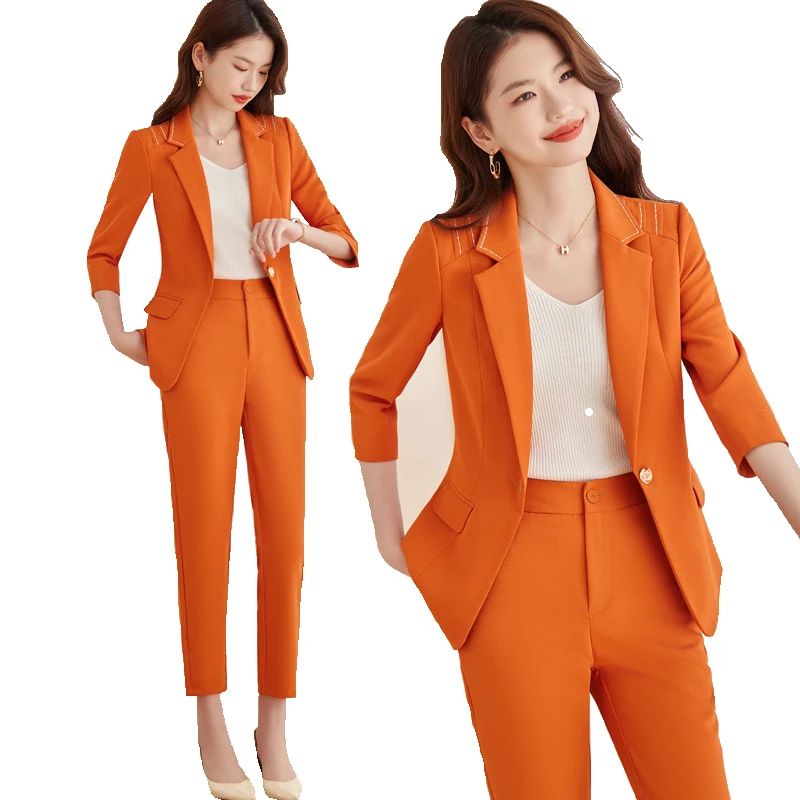 New 2023 Spring Summer Style Professional Uniform Business Suits Slim Three Quarter Office Blazer Pant Sets For Women Work Wear
New 2023 Spring Summer Style Professional Uniform Business Suits Slim Three Quarter Office Blazer Pant Sets For Women Work Wear