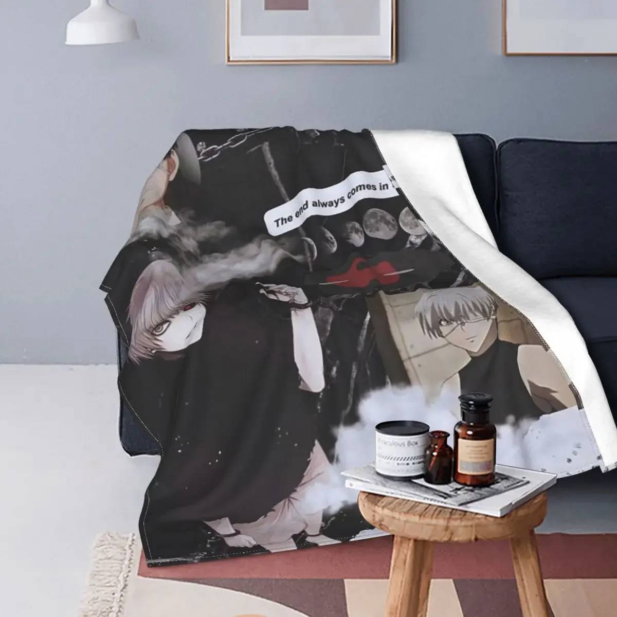 

Kaneki Ken Harajuku Horror Blanket Tokyo Ghoul Japan Anime Manga Fleece Vintage Throw Blanket for Bedding Lounge Winter