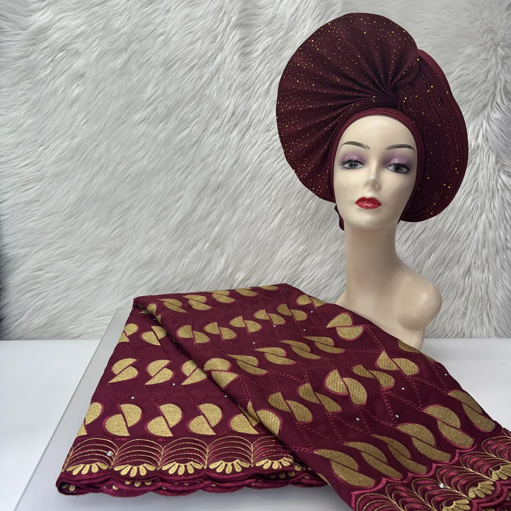5Yard Swiss Fabric with gel headgear High Quality Latest Heavy Beaded Embroidery 100%Cotton Voile Lace Dubai Style For Wedding
5Yard Swiss Fabric with gel headgear High Quality Latest Heavy Beaded Embroidery 100%Cotton Voile Lace Dubai Style For Wedding