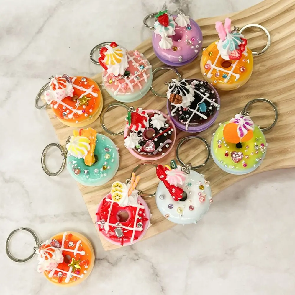 

Bag Pendant Simulation Food Key Chain Unique Jewelry Accessories Charms PVC Keychain Car Keychains Donut Pendant Women