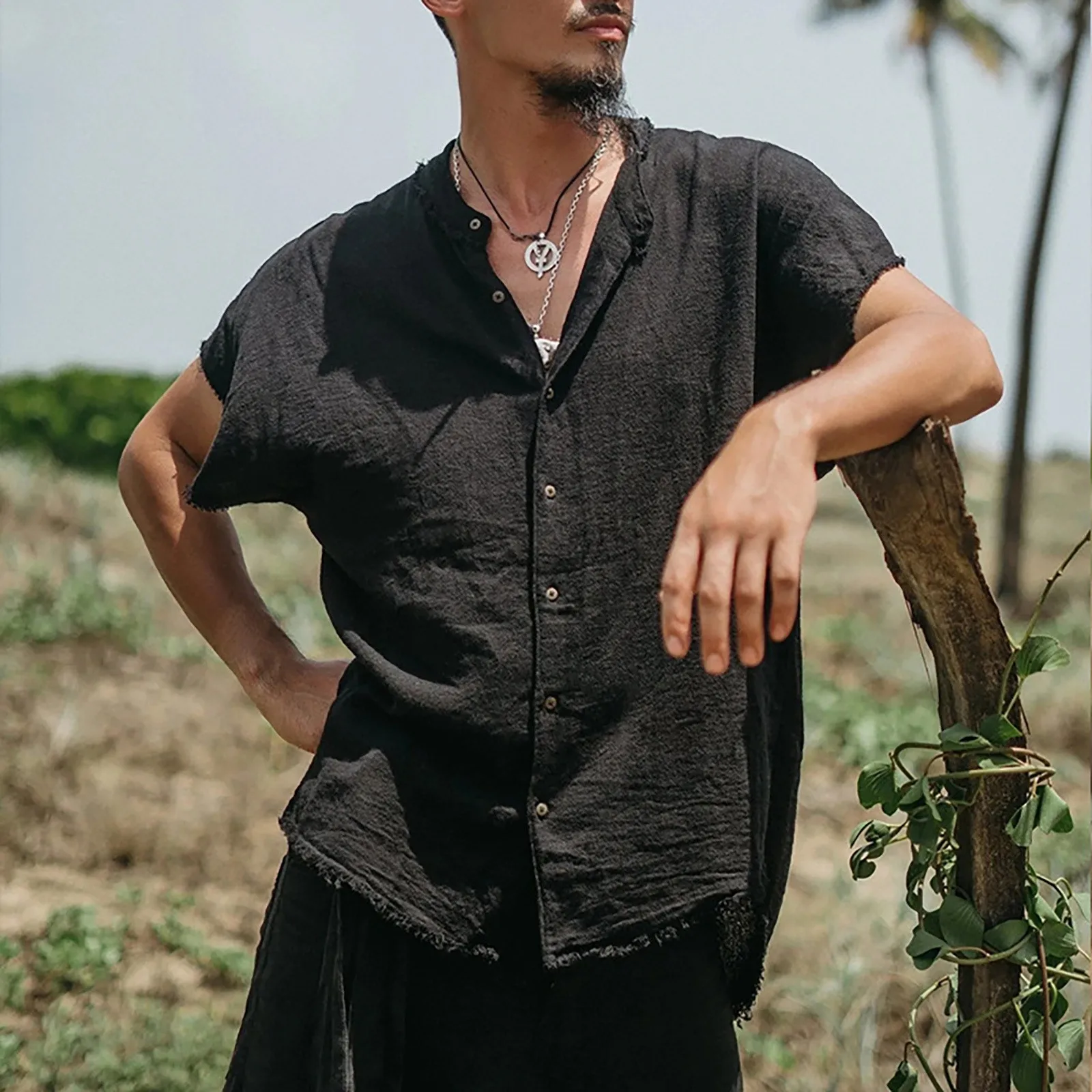 Men's Shirt Casual Short Cotton Shirt Short Sleeve Cardigan Solid Color Casual Loose T Shirt slim fit Holiday Beach
Men's Shirt Casual Short Cotton Shirt Short Sleeve Cardigan Solid Color Casual Loose T Shirt slim fit Holiday Beach