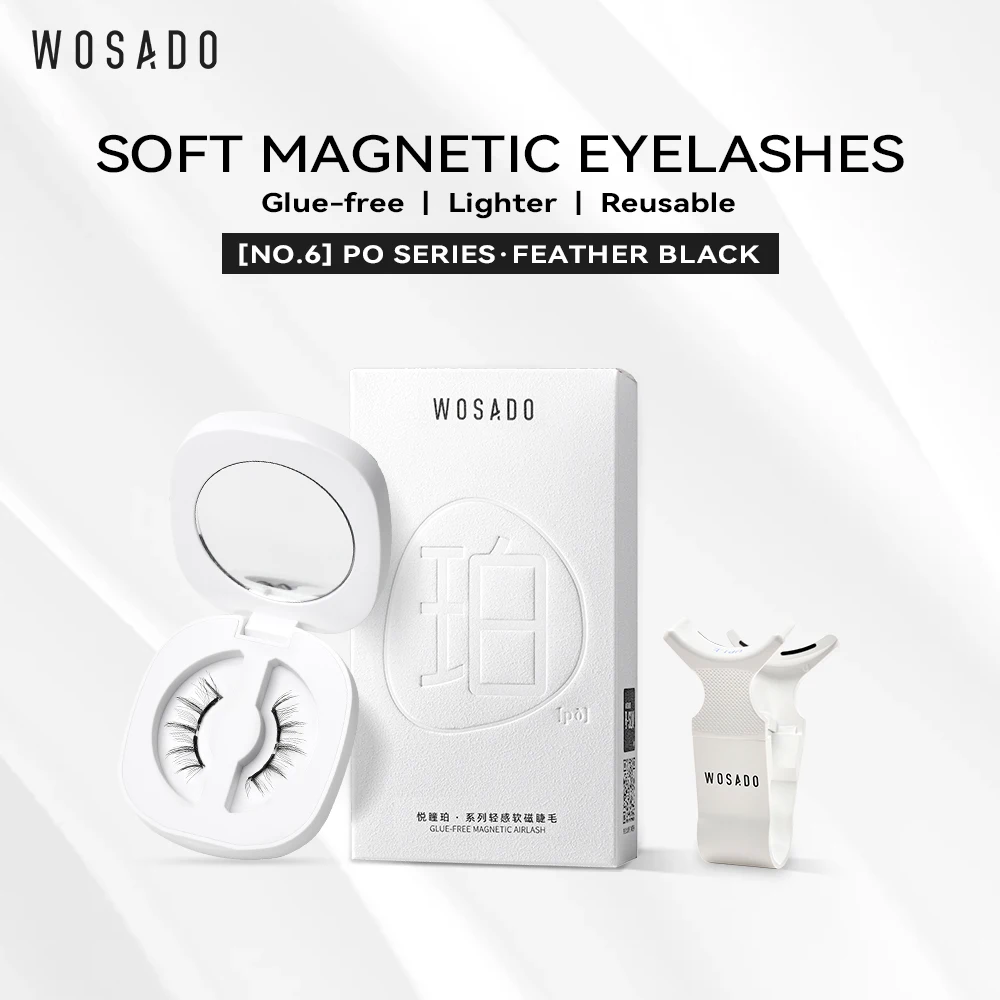 

WOSADO Magnetic Lashes No.6 FEATHER BLACK Professional Premium Reusable Safe Dupont 3D Patented False Eyelashes Romantic Fairy f