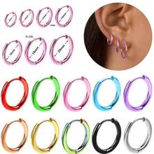 8/10/12/14/16/18/20mm Huggies Hoop Earring Helix Piercing Cartilage Hoops Tragus Earring Lobe Jewelry Pink Unisex Rook Earrings