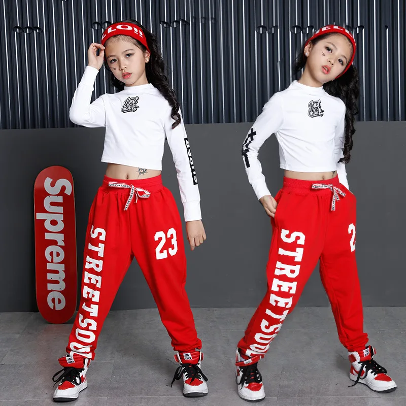 

Hip Hop Costumes for Children Jazz Ballroom Dance Clothes Girls Top Pants Hiphop Performance Outfit Stage Dancing Costumes Suits