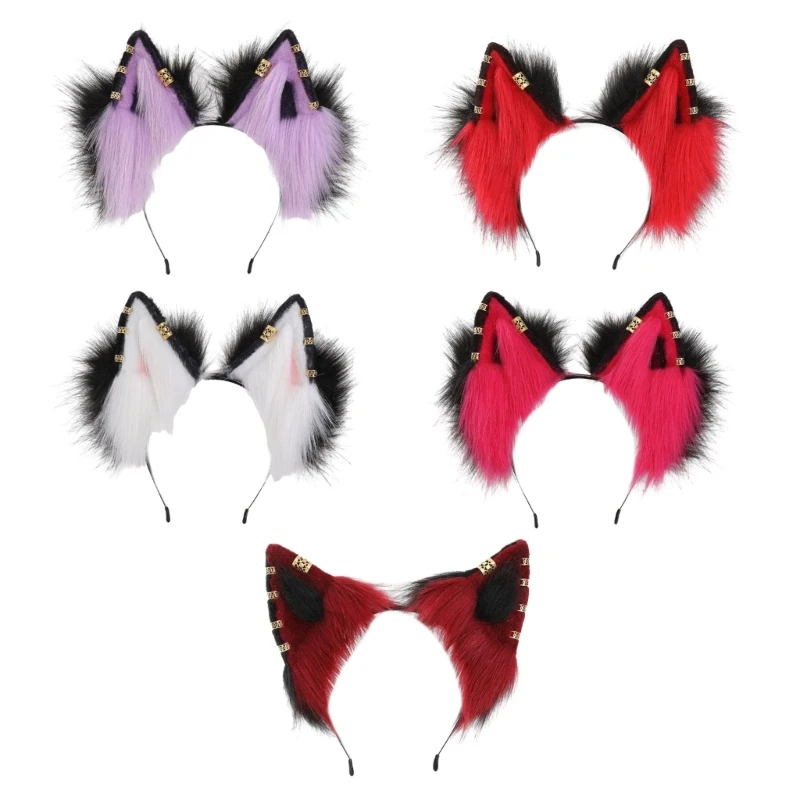 

Y1UB Realistic Wolf Ear Hair Hoop Woman Music Festivals Makeup Headband for Easter Carnivals Cosplay Hair Accessories