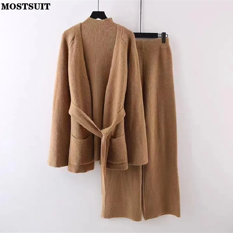 Elegant Fashion Knitted 3 Piece Pant Set Women Turtleneck Tops + Cardigan + Wide Leg Pants Vintage Solid Ladies Matching Set
Elegant Fashion Knitted 3 Piece Pant Set Women Turtleneck Tops + Cardigan + Wide Leg Pants Vintage Solid Ladies Matching Set