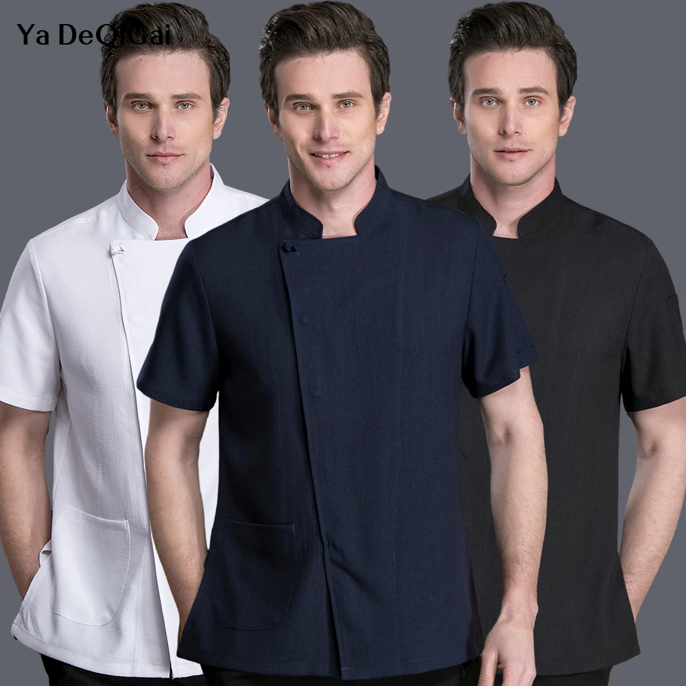 

Jacket Short Sleeve Pastry Clothes Catering Cook Coat Men Women Restaurant Chef Tops Waiter Uniform White Bakery Bar Shirts