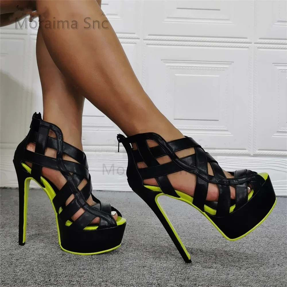 Cross Strap Leather Sandals High Heels for Women Platform Mixed Colors Summer Woven Back Zipper Sexy Peep Toe Stiletto Shoes 
Cross Strap Leather Sandals High Heels for Women Platform Mixed Colors Summer Woven Back Zipper Sexy Peep Toe Stiletto Shoes
