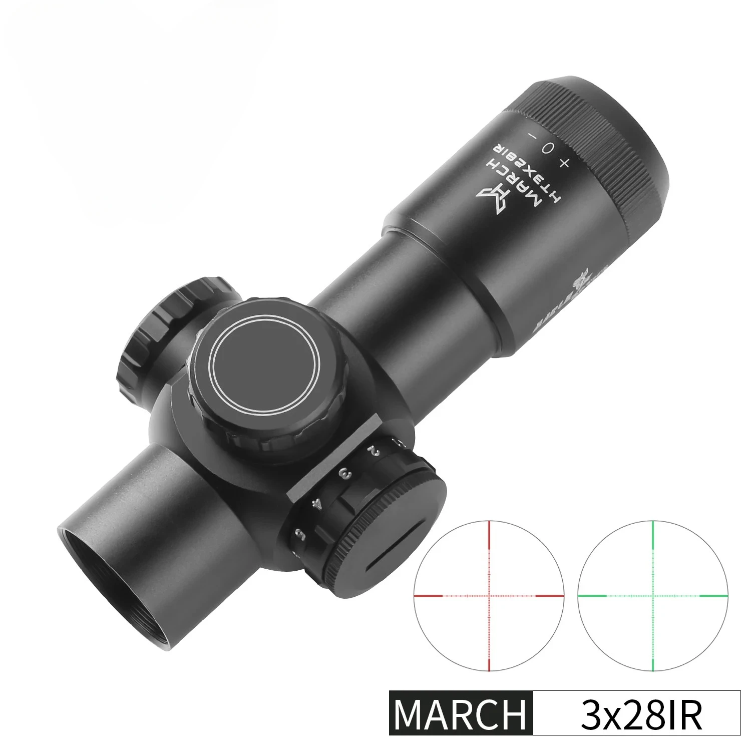 

March H3x28IR Fixed Optic Short Riflescope Sight Green Red Rifle Scope for Hunting Sniper Airsoft Air Guns Red Dot With Mounts