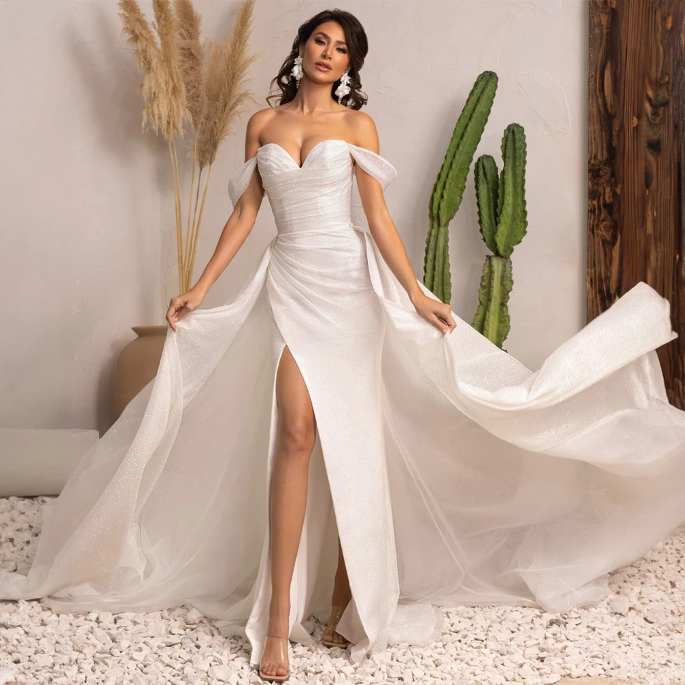 Off Shoulder Sweetheart Pleat Wedding Dress Sparkle Side Split Birdal Gown Mermaid Court A-line Wedding Gown vestidos de novia
Off Shoulder Sweetheart Pleat Wedding Dress Sparkle Side Split Birdal Gown Mermaid Court A-line Wedding Gown vestidos de novia