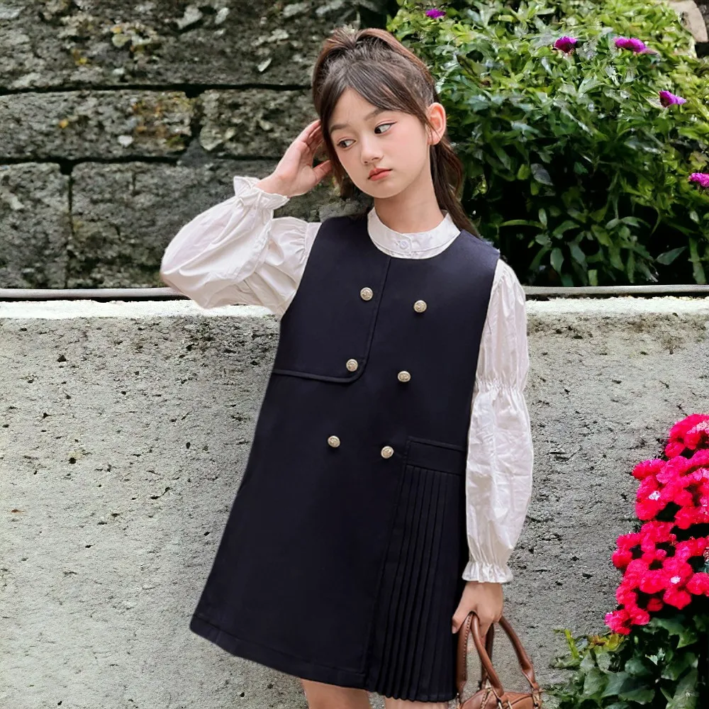School Uniforms Outfits Girl Suit Teenagers Girl Clothes Long Sleeve White Shirt & Dress Sets For Girls Spring Autumn 6 8 10 Y 
School Uniforms Outfits Girl Suit Teenagers Girl Clothes Long Sleeve White Shirt & Dress Sets For Girls Spring Autumn 6 8 10 Y