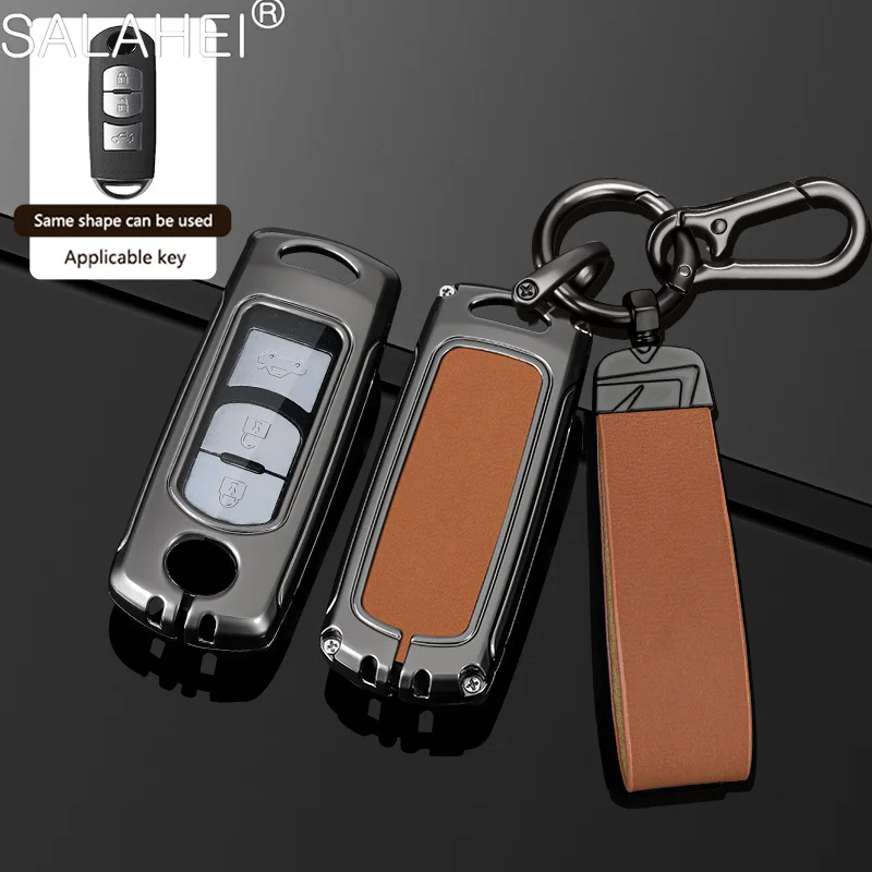 

For Mazda 2 3 6 CX5 CX7 CX8 Axela Atenza CX-3/4/5/7/8/9 MX5 Demio Zinc Alloy Leather Keyless Car Key Case Cover Auto Accessories
