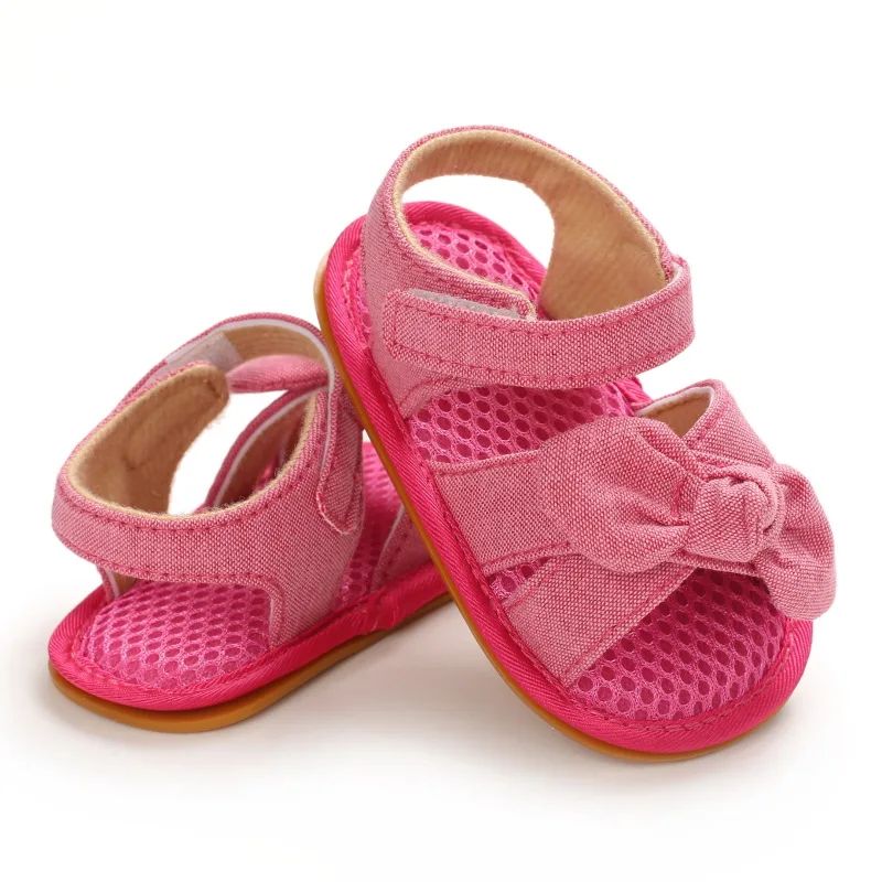 

2022 Summer Newborn Kids Sandals Toddler Shoes for Girls Solid Bow First Walkers Cow Muscle Soft Sole Infant Baby Girl Sandals