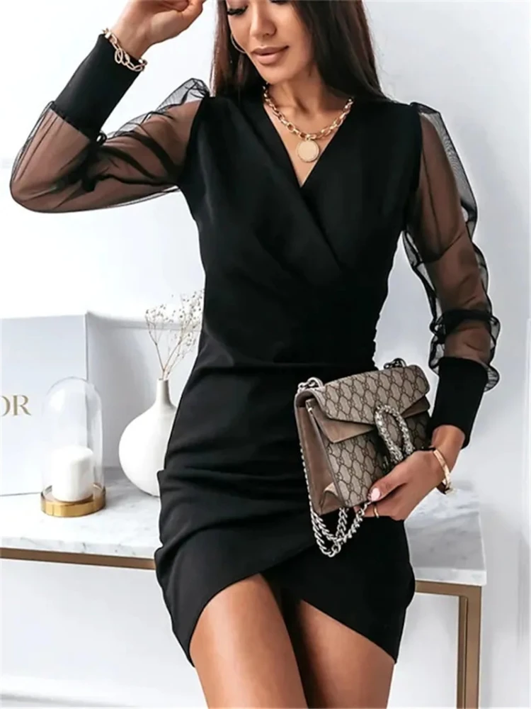 Women's Dress Fashion Autumn Winter Long Sleeve Gauze Slim Dresses Casual Solid Color Package Hip Dress
Women's Dress Fashion Autumn Winter Long Sleeve Gauze Slim Dresses Casual Solid Color Package Hip Dress
