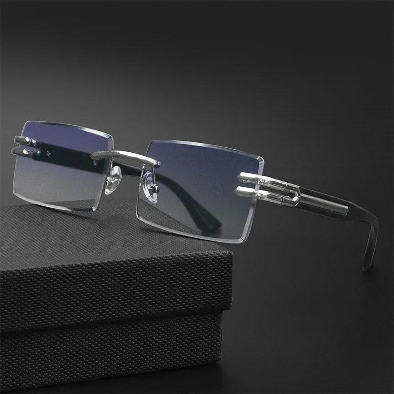 

Emosnia Retro Punk Rimless Sunglasses For Men Women Luxury Frameless Rectangle Cutting Sun Glasses Man Small Square Shades UV400