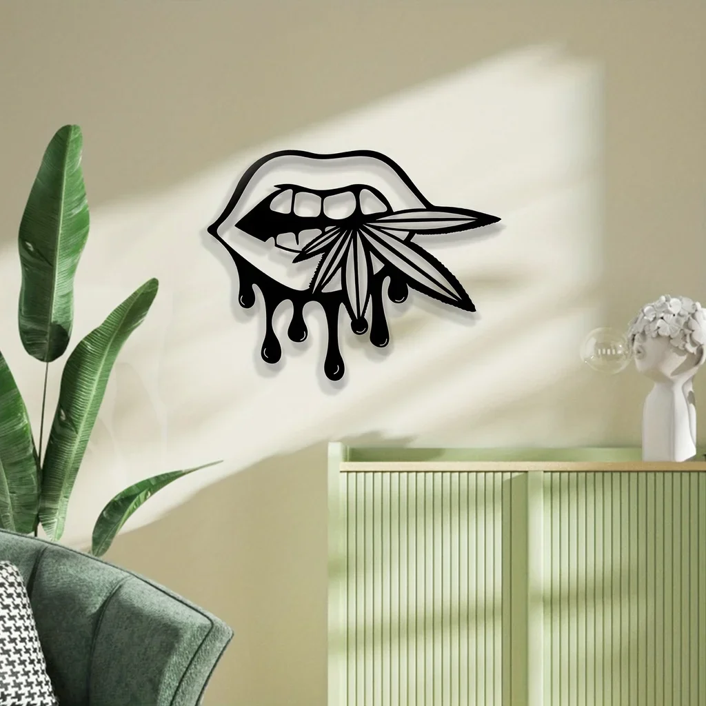 Metal Lips Bitting Weed Leaf Halloween Decor, Halloween Metal Garden Bedroom Living Room Balcony Decoration Hanging Pendant
Metal Lips Bitting Weed Leaf Halloween Decor, Halloween Metal Garden Bedroom Living Room Balcony Decoration Hanging Pendant