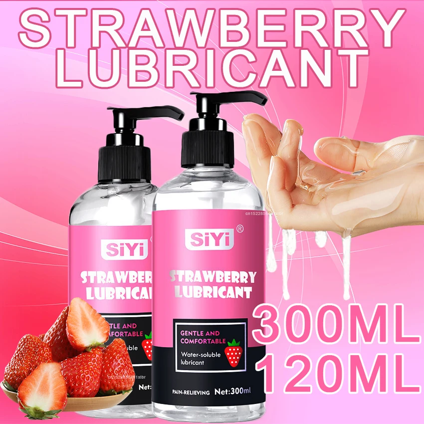 

Sex Lubricants Water Based Strawberry 300ml Anal Gay Gel Lube Spa Massage Oil For Couples Sexy Toys Vaginal Man Adult Goods 18