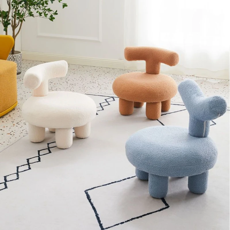 

Lambswool Sofa Cute Sofa Stool Ins Wind Removable Small Sofa Living Room Bedroom Shoes Changing Low Stool Ottomans Furniture