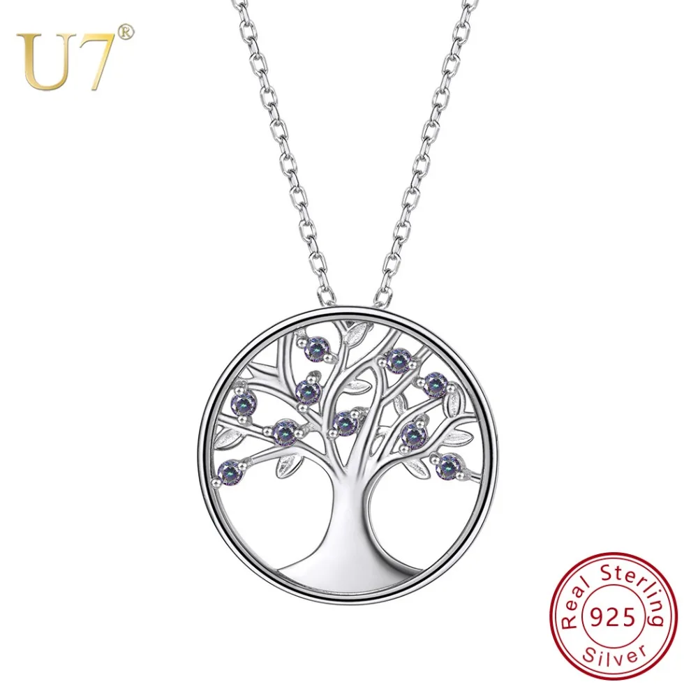 U7 925 Sterling Silver Tree Of Life Round Pendant & Chain With Gem Mother's Day Gift New Women Jewelry Necklace SC45
U7 925 Sterling Silver Tree Of Life Round Pendant & Chain With Gem Mother's Day Gift New Women Jewelry Necklace SC45