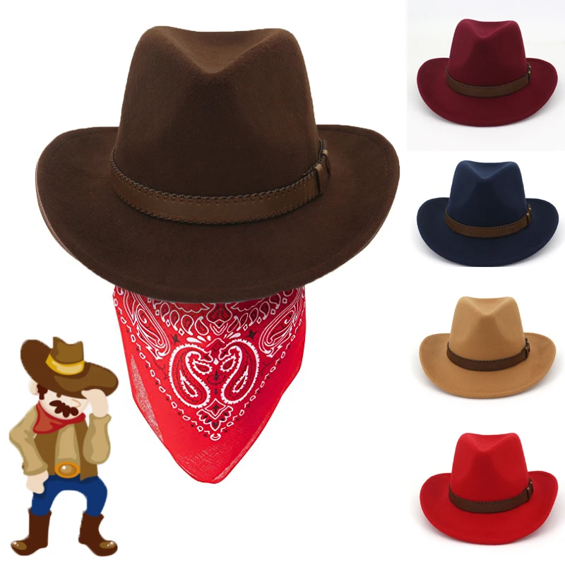 New Western Cowboy Hat Solid color big brim hat for men women Gentleman Jazz hat With Hip hop scarf Accessories Stage Costume
New Western Cowboy Hat Solid color big brim hat for men women Gentleman Jazz hat With Hip hop scarf Accessories Stage Costume