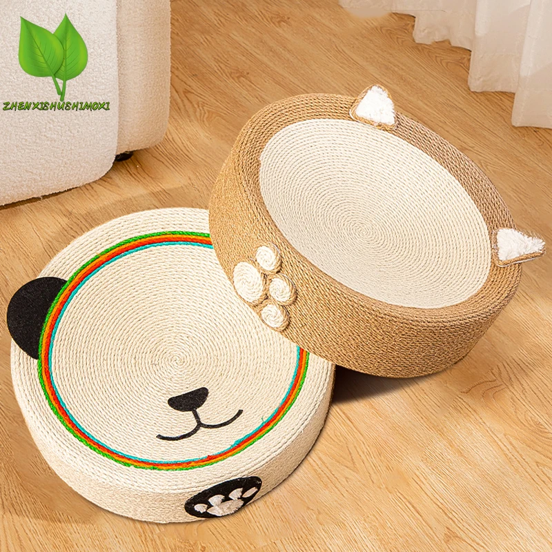

Round Cat Scratcher Pad, Sisal Weave Pets Scratching Board 2 in 1 Cat House Grinding Claws Cats Training Toys Furniture Supplies
