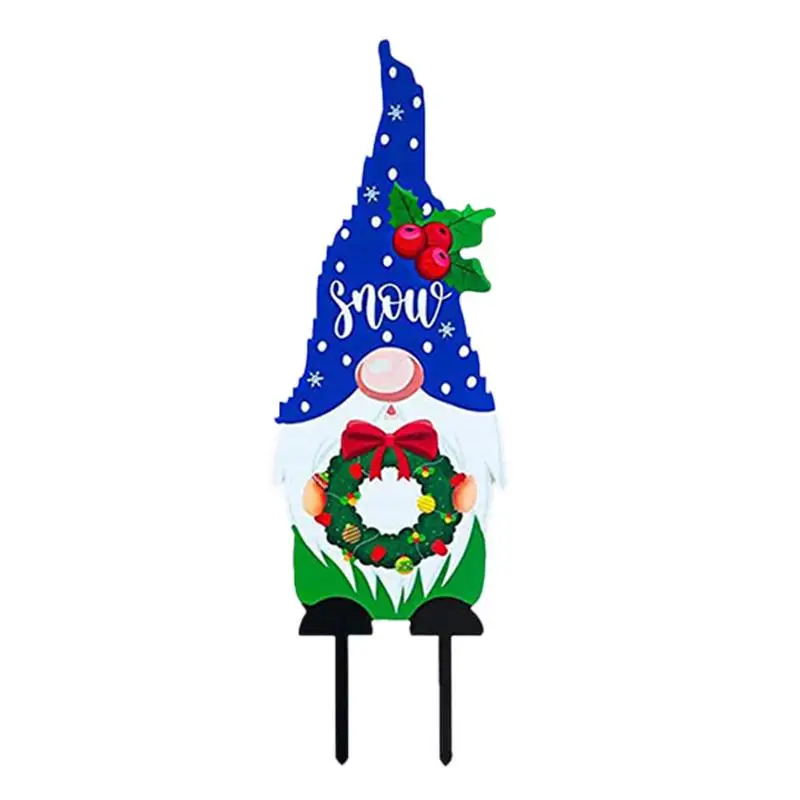 

Christmas Gnomes Garden Stakes Christmas Garden Stake Decor Weatherproof Waterproof Sturdy Cute Garden Metal Gnome Stakes