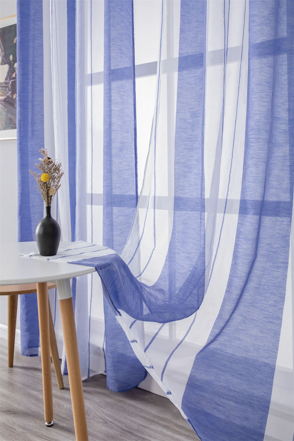 Generic Modern Living Room Modern Voile Curtains Stripes Window Decor