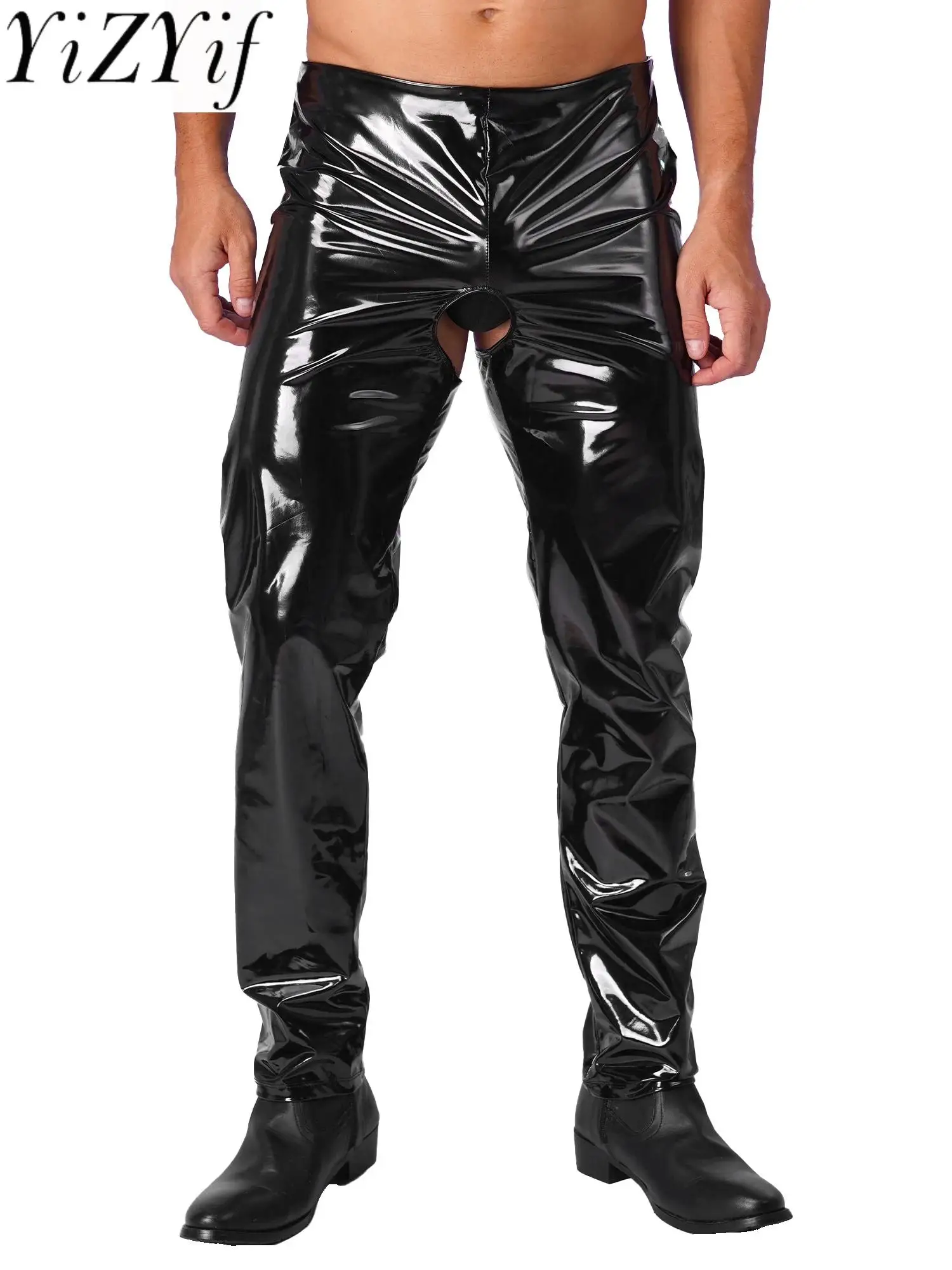 Mens Lingerie Wet Look Patent Leather Latex Pants Skinny Stretchy Legging Open Crotch And Open Butt Pants Crotchless Trousers
Mens Lingerie Wet Look Patent Leather Latex Pants Skinny Stretchy Legging Open Crotch And Open Butt Pants Crotchless Trousers