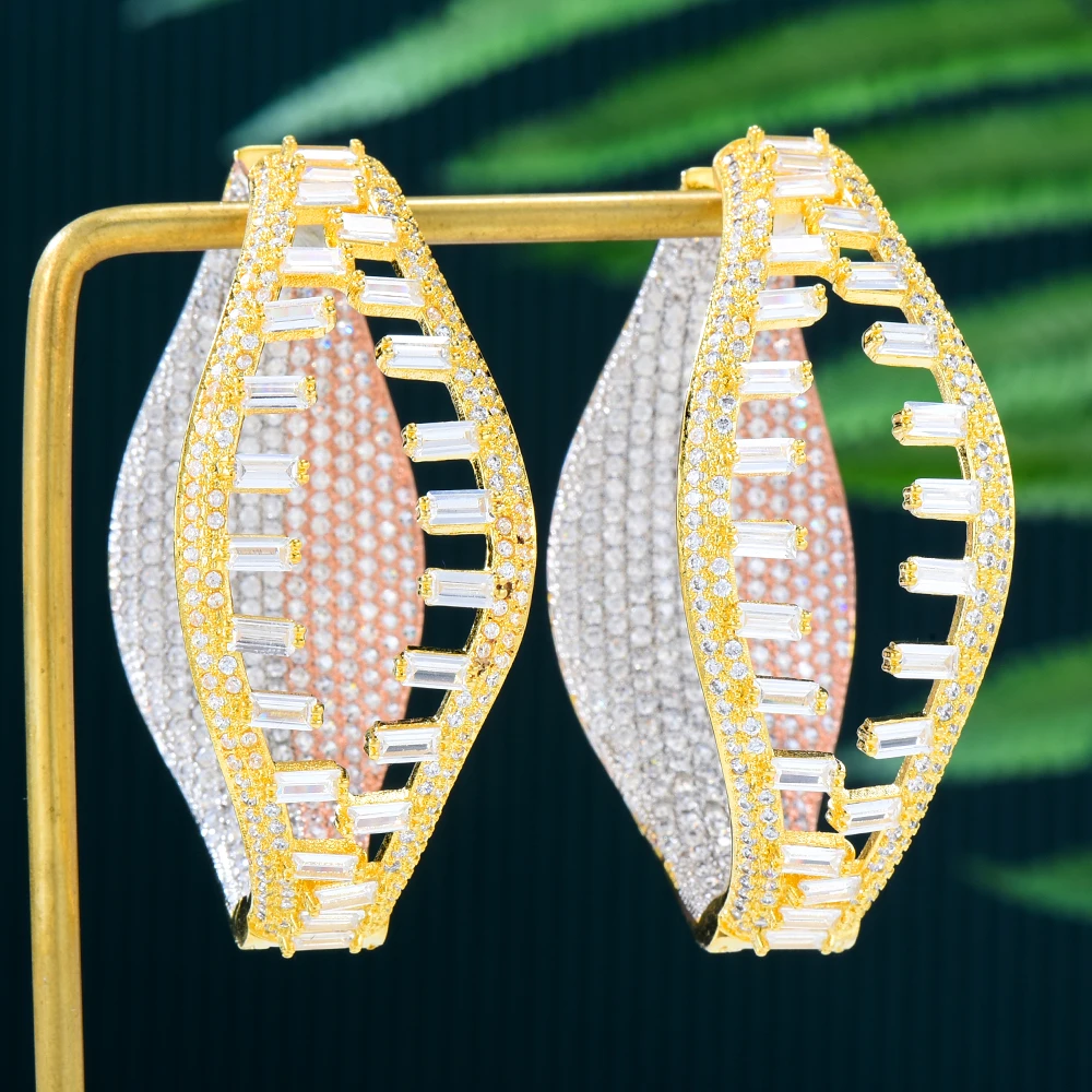 

Kellybola High Quality Noble Luxury Shiny CZ Big Hoop Earrings Jewelry For Elegant Women Wedding Earrings Accessories 2022 New