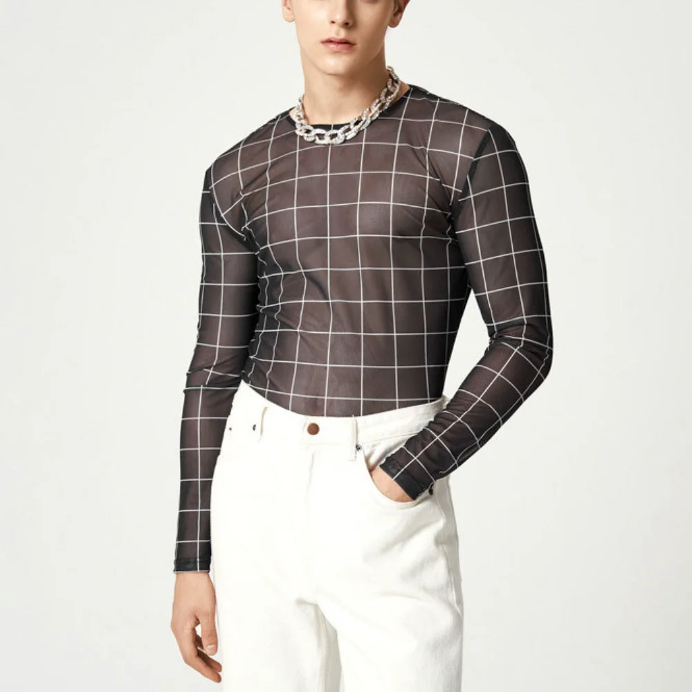 New Mens T-shirts Spring Summer 2023 Perspective Grid Printing Fashion Sexy Tight Bottoming Shirt Streetwear Men T Shirts
New Mens T-shirts Spring Summer 2023 Perspective Grid Printing Fashion Sexy Tight Bottoming Shirt Streetwear Men T Shirts