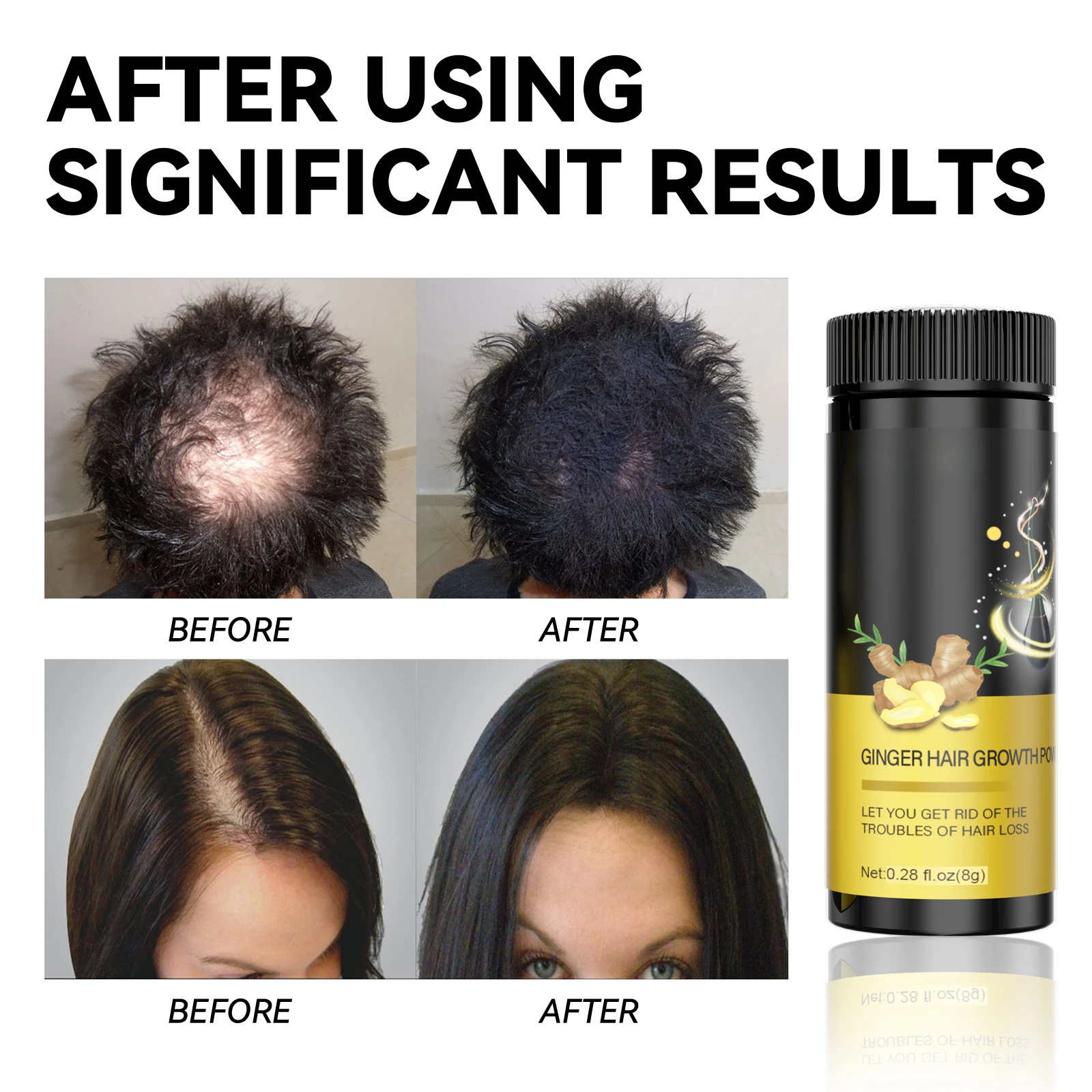 

8g Ginger Hair Care Powder Moisturizes nourishes strengthens prevents hair breakage promotes hair growth prevents hair loss