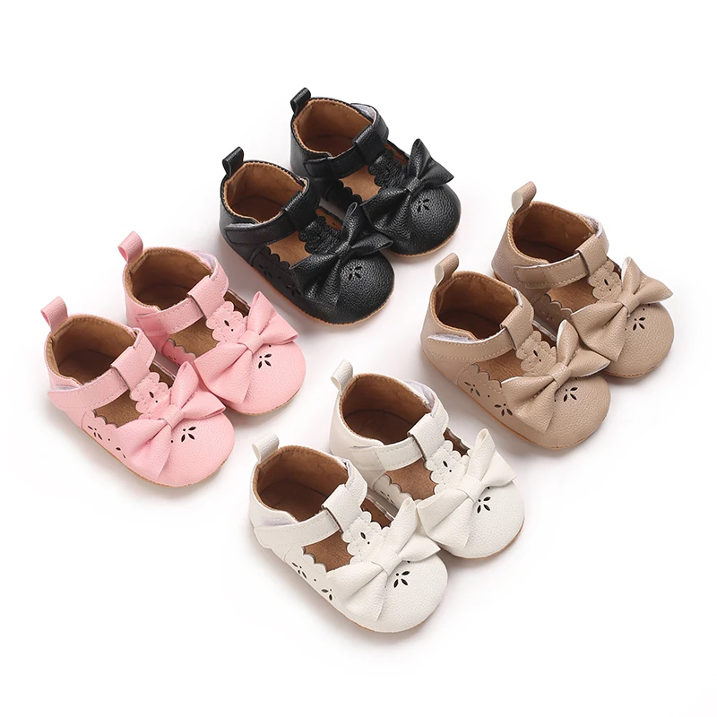 

Solid First Walker 0-18M Newborn Summer Cute Bow Sandals Infant/Toddler Shoes Rubber Soft Sole Anti slip Walking Shoes
