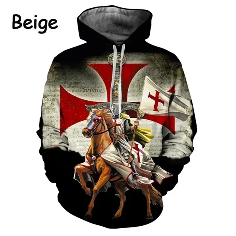 

3D Knights Templar Printed Pop Sweatshirts For Men Sacred Cross Graphic Long Sleeve Hoodie Kid Cool Streetwear Pullovers Hoodies