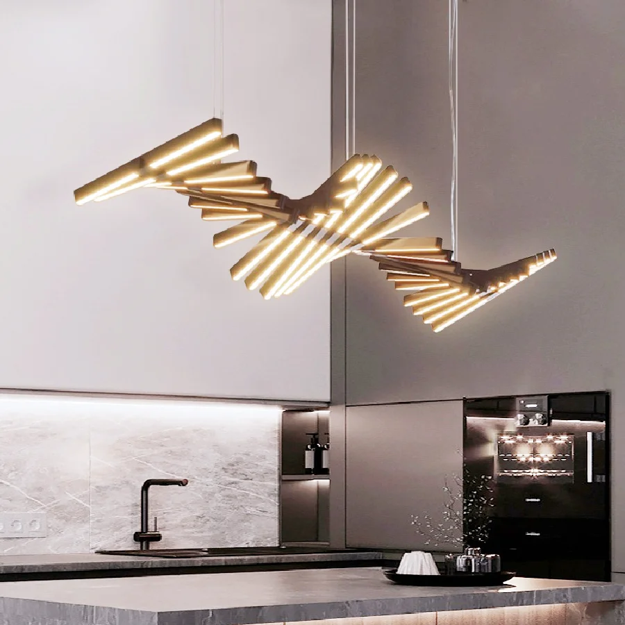 

Modern Ceiling Chandelier 2022 New Trend Led Piano Wave Pendant Lights Fishbone Home Decoration Accessories Luxury Hanging Lamp