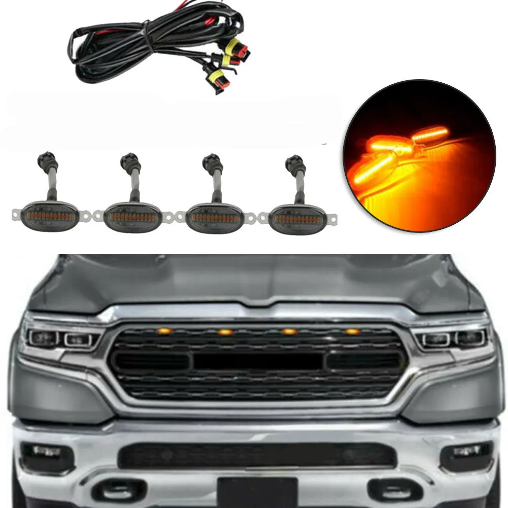 4pcs 12 LED Smoke Front Grille LED Amber Light Raptor Style Cover For Ram 1500 Car DIY Decorate Light Accessories
4pcs 12 LED Smoke Front Grille LED Amber Light Raptor Style Cover For Ram 1500 Car DIY Decorate Light Accessories