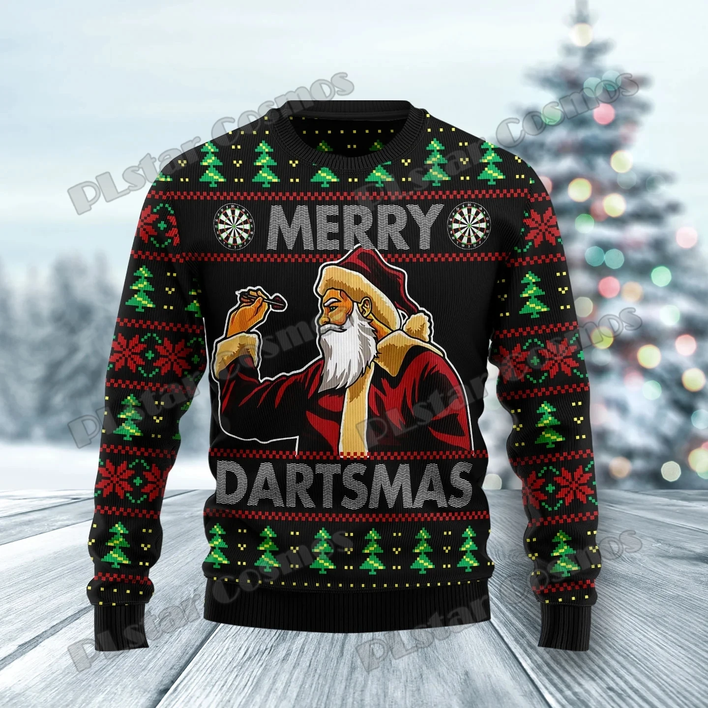 

PLstar Cosmos Santa Claus Merry Dartsmas 3D Printed Men's Ugly Christmas Sweater Winter Unisex Casual Knitwear Pullover MYY43