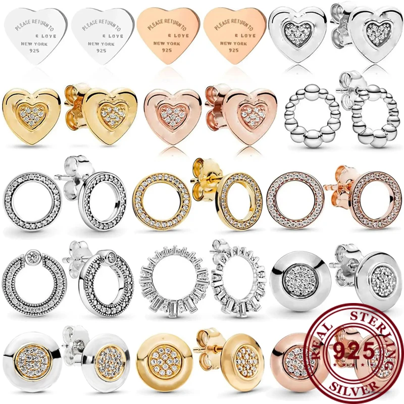 

Горячая Распродажа, блестящее кольцо из стерлингового серебра 925 пробы, женские серьги с логотипом любовного сердца, модные очаровательные ювелирные изделия «сделай сам», подарок