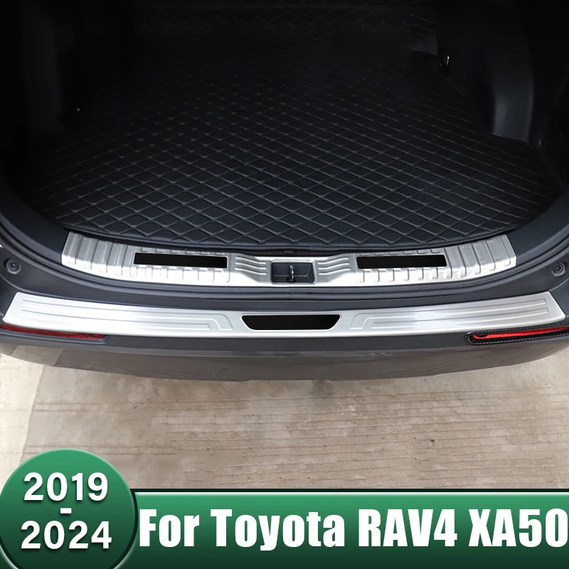 

Stainless Car Rear Bumper Foot Plate Pedal Trunk Door Sill Guard Cover For Toyota RAV4 XA50 2019 2020 2021 2022 2023 2024 Hybrid