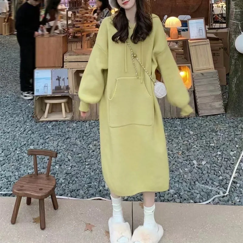 2023 Autumn/Winter Soft Glutinous New Korean Thick Hooded Woolen Dress,Loose Inner Medium Length Art Inner Layer Knitted Sweater
2023 Autumn/Winter Soft Glutinous New Korean Thick Hooded Woolen Dress,Loose Inner Medium Length Art Inner Layer Knitted Sweater